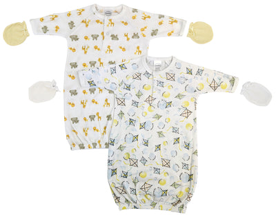 An image displaying Unisex Newborn Baby 4 Piece Gown Set by Bambini