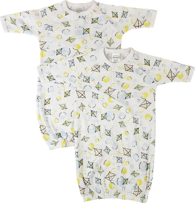 An image displaying Unisex Newborn Baby 2 Piece Gown Set by Bambini