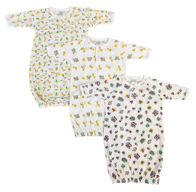 An image displaying Unisex Newborn Baby 3 Piece Gown Set by Bambini