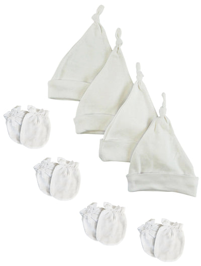 An image displaying Unisex Knotted Caps And Mittens - 8 Piece Set by Bambini