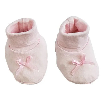 An image displaying Pink Preemie Booties by Bambini