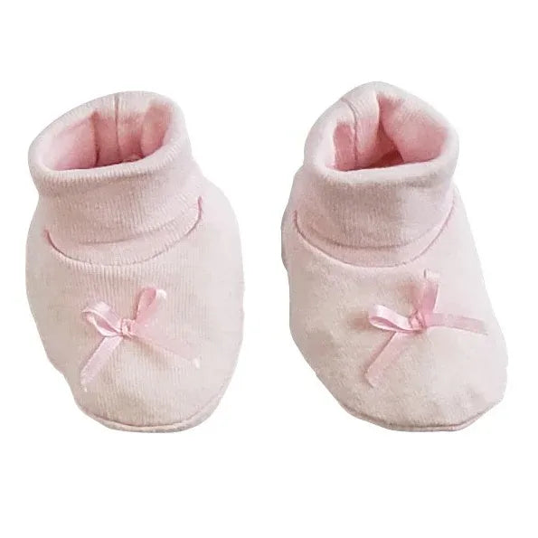An image displaying Pink Preemie Booties by Bambini