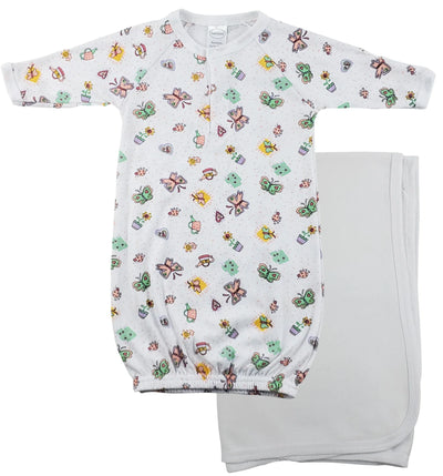 An image displaying Print Infant Gown And Recieving Blanket by Bambini