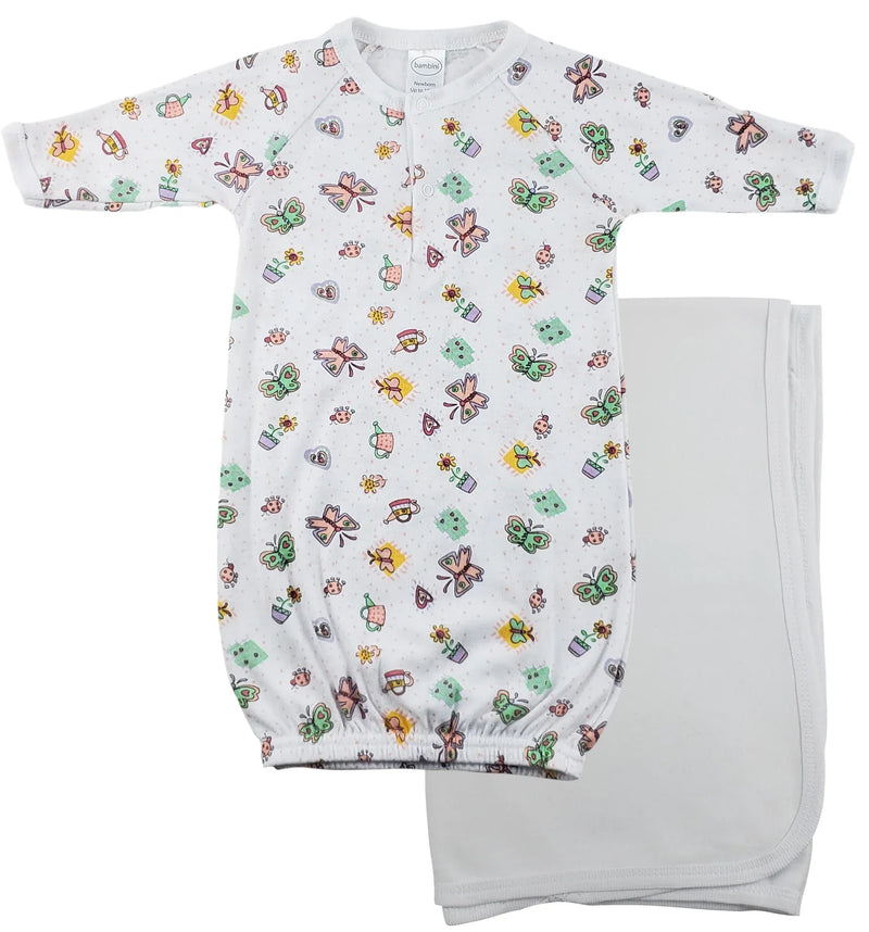 An image displaying Print Infant Gown And Recieving Blanket by Bambini