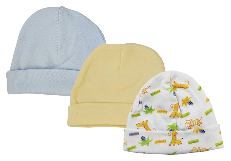 An image displaying Baby Boy Infant Caps (pack Of 3) by Bambini