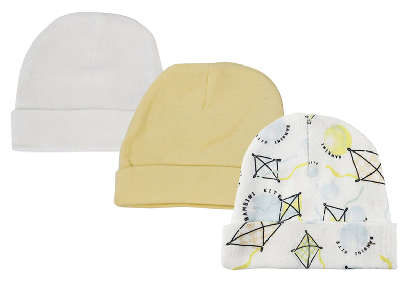 An image displaying Baby Boy, Baby Girl, Unisex Infant Caps (pack Of 3) by Bambini