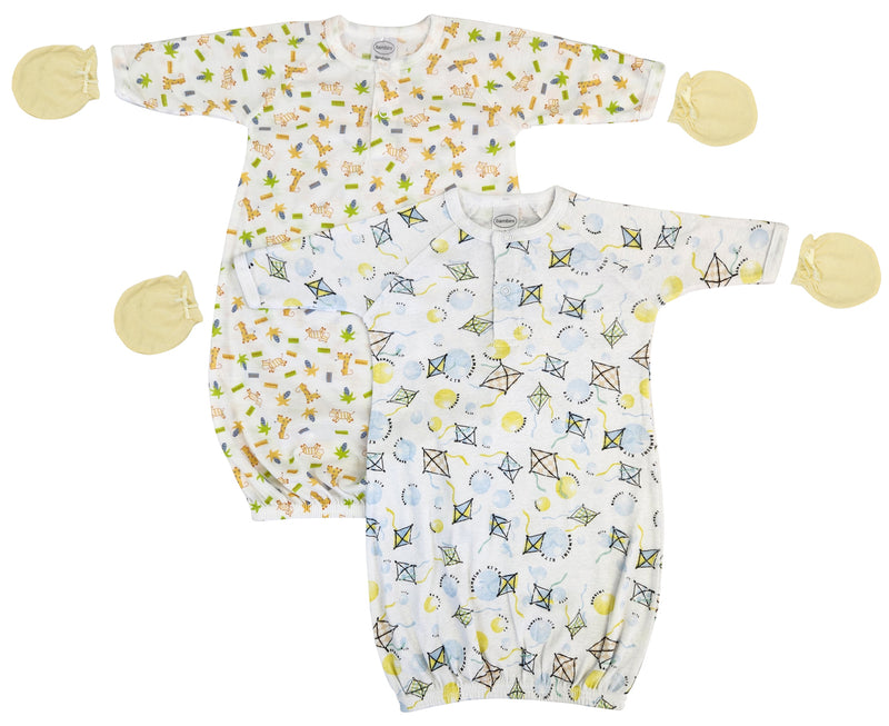 An image displaying Unisex Newborn Baby 4 Piece Gown Set by Bambini