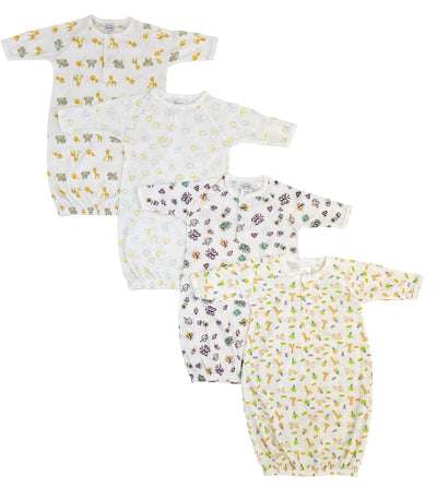 An image displaying Unisex Newborn Baby 4 Piece Gown Set by Bambini