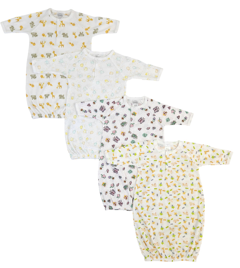 An image displaying Unisex Newborn Baby 4 Piece Gown Set by Bambini