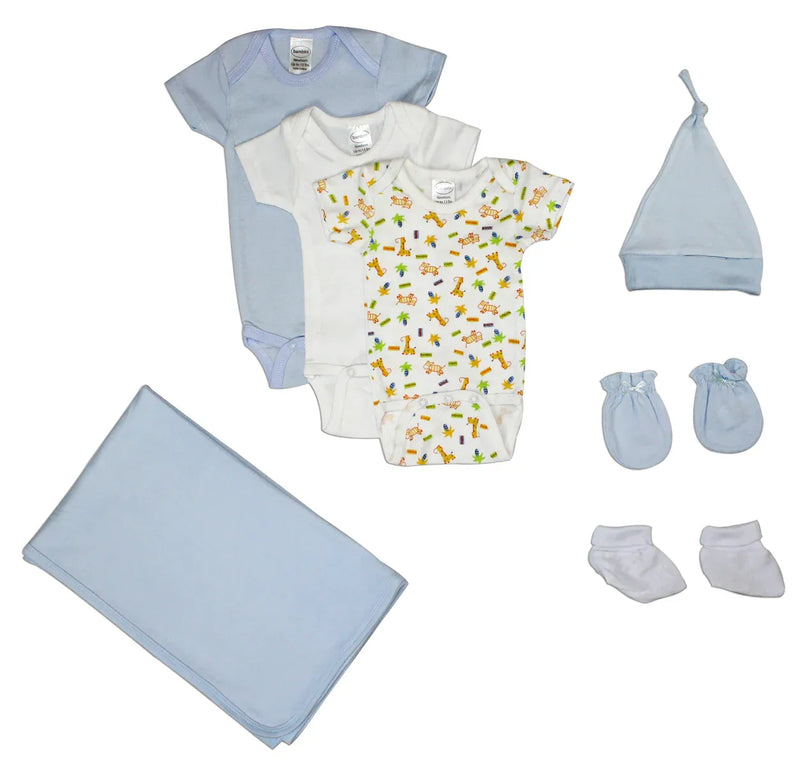 An image displaying Newborn Baby Boys 7 Piece Baby Shower Gift Set by Bambini