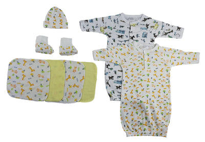 An image displaying Gowns, Cap Booties And Washcloths - 8 Piece Set by Bambini