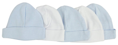 An image displaying Blue & White Baby Caps (pack Of 5) by Bambini