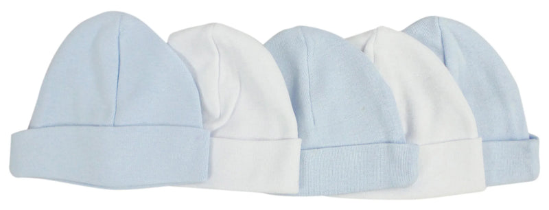 An image displaying Blue & White Baby Caps (pack Of 5) by Bambini