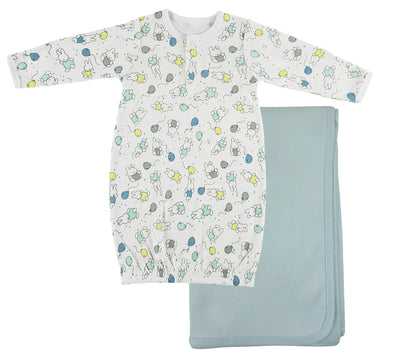 An image displaying Print Infant Gown And Recieving Blanket by Bambini