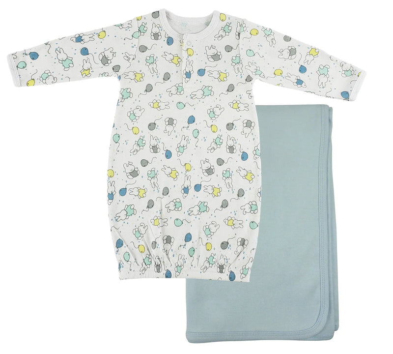 An image displaying Print Infant Gown And Recieving Blanket by Bambini