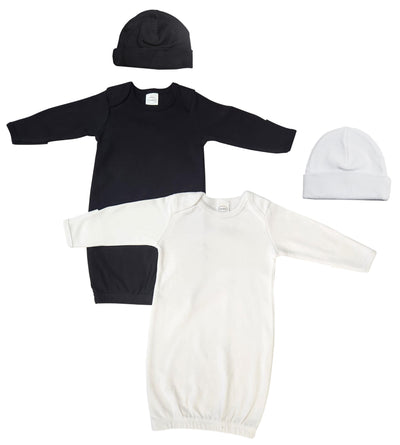 An image displaying Unisex Newborn Baby 4 Piece Gown Set by Bambini