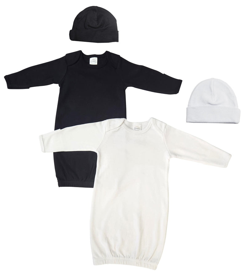 An image displaying Unisex Newborn Baby 4 Piece Gown Set by Bambini