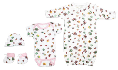 An image displaying Newborn Baby Girls 4 Piece Baby Shower Gift Set by Bambini