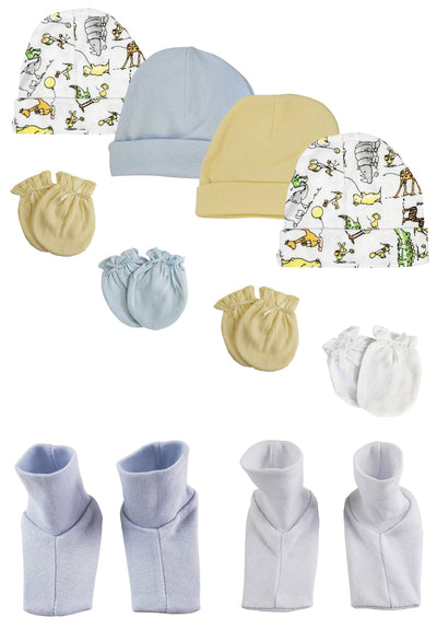 An image displaying Boys Baby Caps, Booties And Mittens (pack Of 10) by Bambini