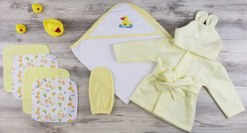 An image displaying Hooded Towel, Wash Clothes, Bath Mitten And Robe by Bambini