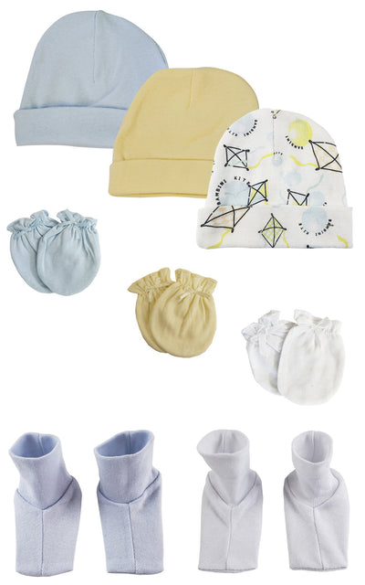 An image displaying Baby Boys Caps, Booties And Mittens (pack Of 8) by Bambini