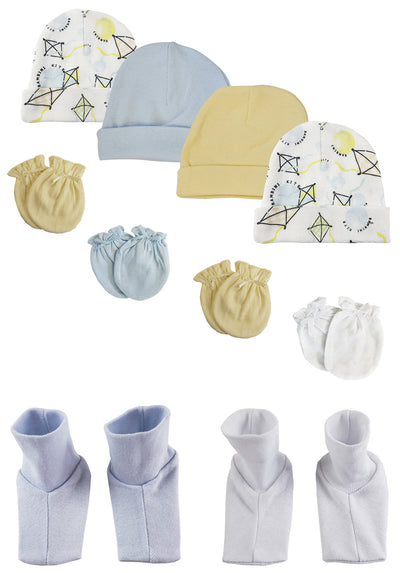 An image displaying Baby Boys Caps, Booties And Mittens (pack Of 10) by Bambini