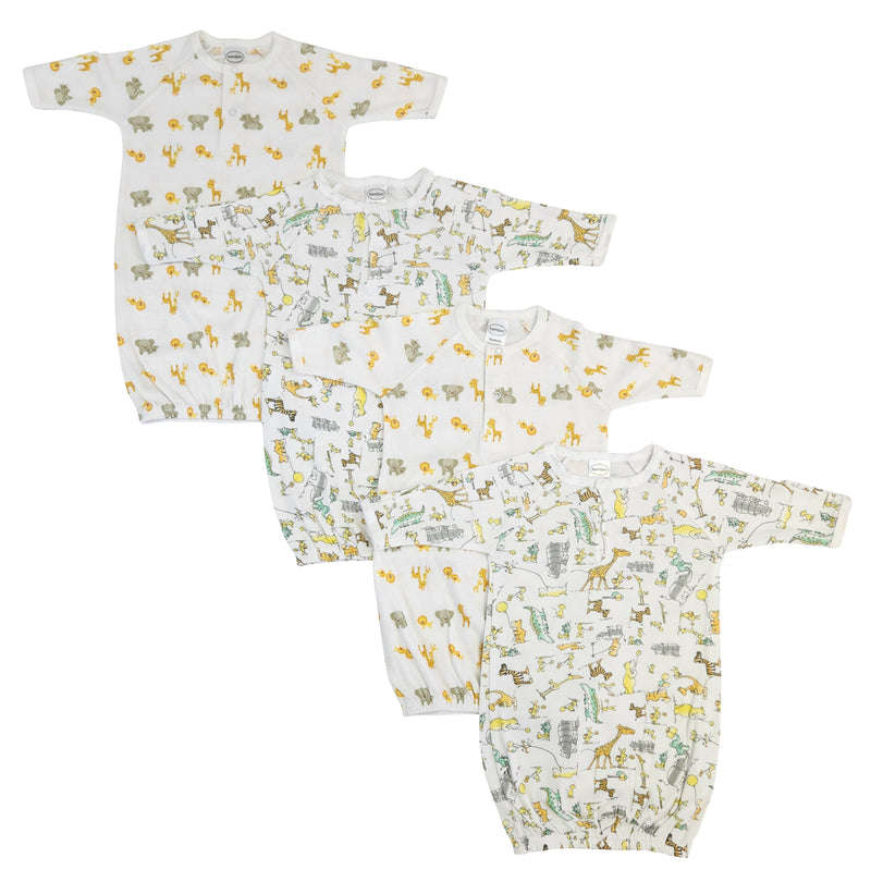 An image displaying Unisex Newborn Baby 4 Piece Gown Set by Bambini
