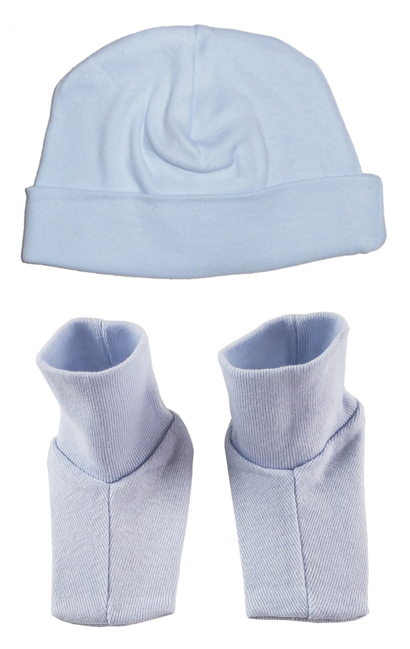 An image displaying Baby Cap & Bootie Set - Blue by Bambini