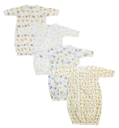 An image displaying Unisex Newborn Baby 4 Piece Gown Set by Bambini
