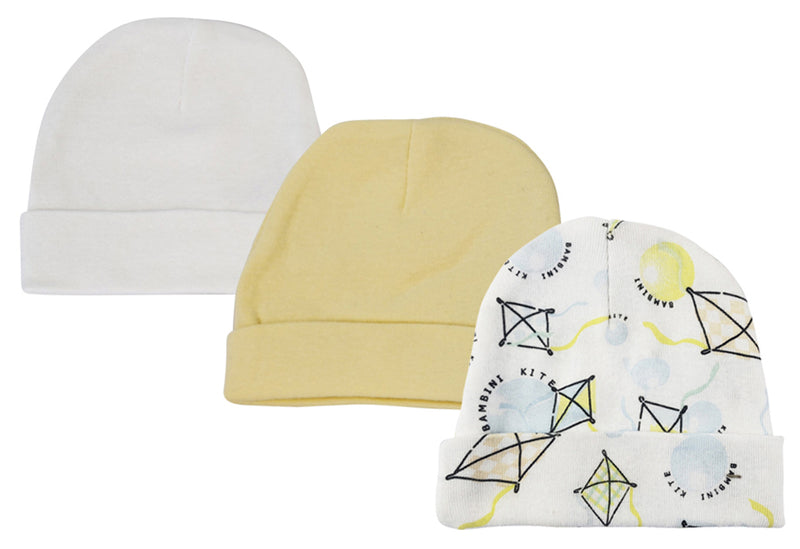 An image displaying Baby Boy, Baby Girl, Unisex Infant Caps (pack Of 3) by Bambini