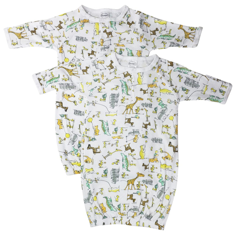 An image displaying Unisex Newborn Baby 2 Piece Gown Set by Bambini