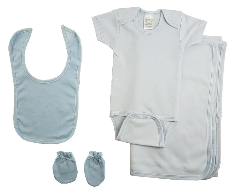 An image displaying Blue 4 Piece Baby Clothes Set by Bambini