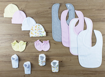 An image displaying 13 Piece Set Of Bibs, Caps, Booties by Bambini