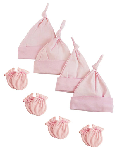 An image displaying Girls Knotted Caps And Mittens - 8 Piece Set by Bambini