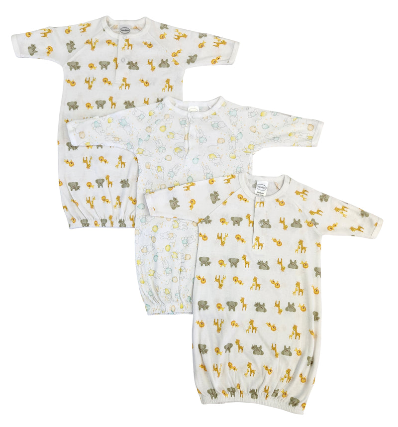 An image displaying Unisex Newborn Baby 3 Piece Gown Set by Bambini