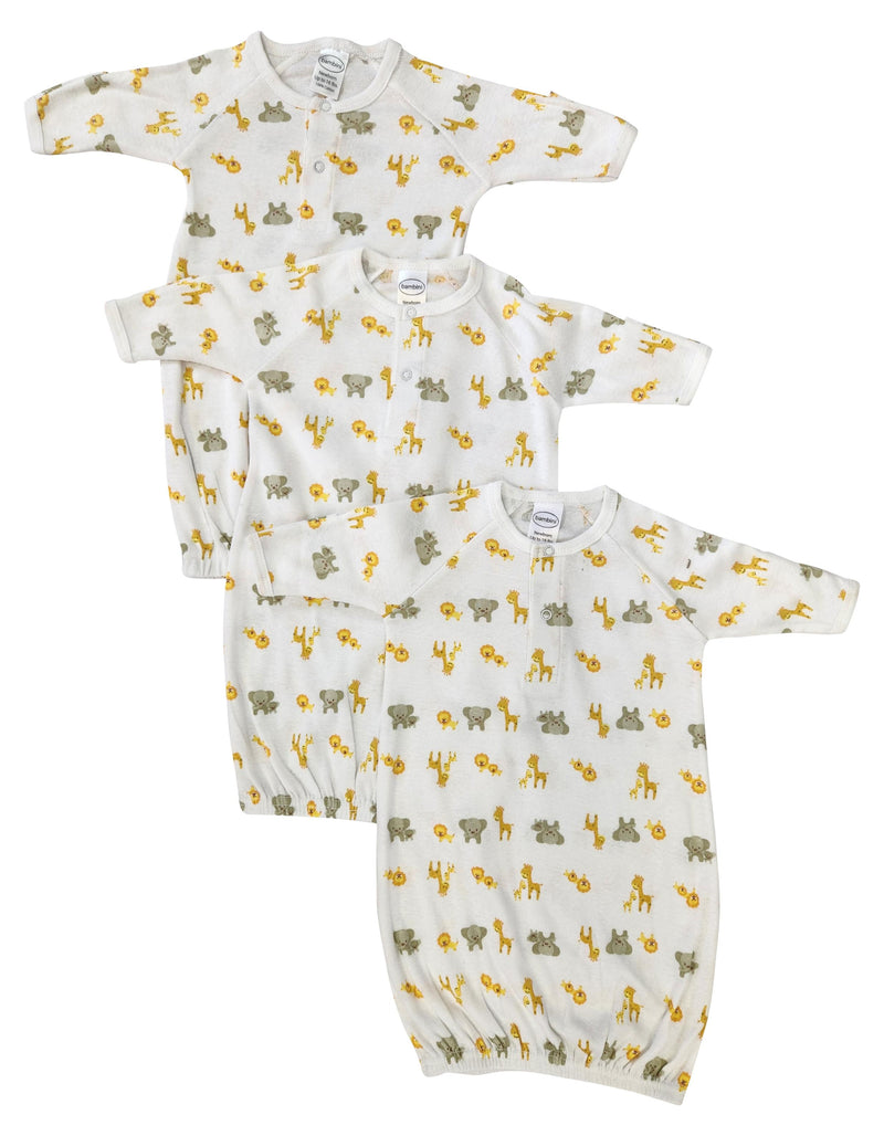 An image displaying Unisex Newborn Baby 3 Piece Gown Set by Bambini