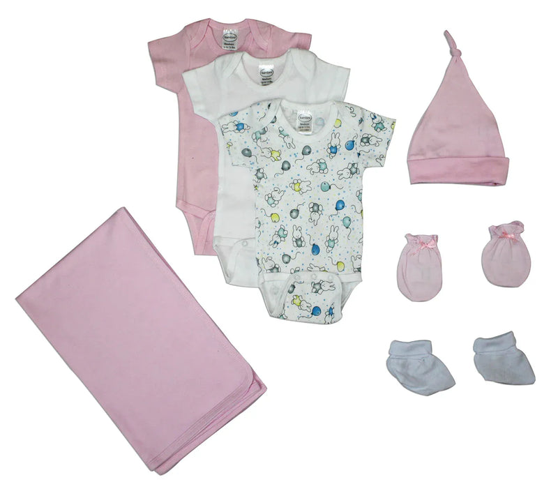 An image displaying Newborn Baby Girls 7 Piece Baby Shower Gift Set by Bambini
