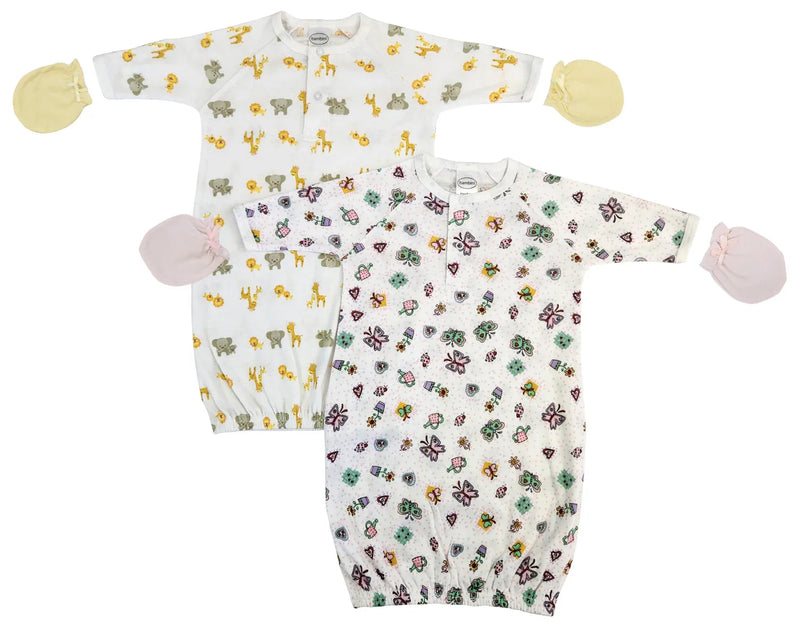 An image displaying Newborn Baby Girls 4 Piece Gown Set by Bambini