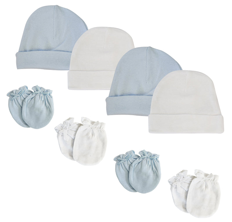 An image displaying Baby Boys Caps And Infant Mittens - 8 Piece Set by Bambini