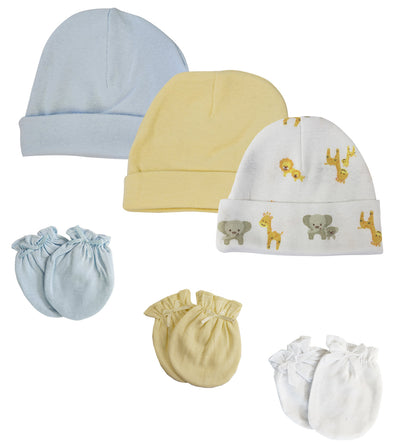 An image displaying Baby Boys Caps And Mittens (pack Of 6) by Bambini