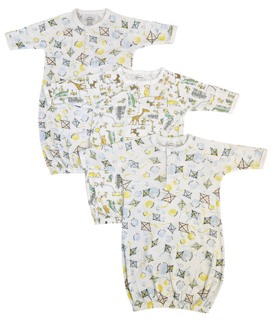 An image displaying Unisex Newborn Baby 3 Piece Gown Set by Bambini