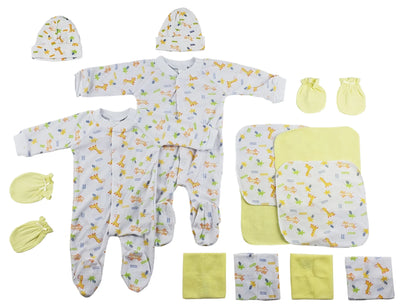 An image displaying Sleep-n-plays, Caps, Mittens And Washcloths - 14 Piece Set by Bambini