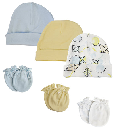 An image displaying Baby Boys Caps And Mittens (pack Of 6) by Bambini