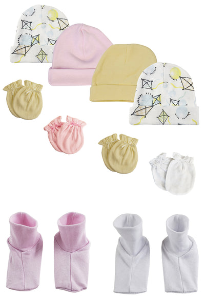 An image displaying Baby Girls Caps, Booties And Mittens (pack Of 10) by Bambini