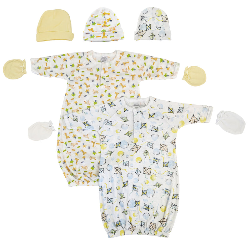 An image displaying Unisex Newborn Baby 7 Piece Gown Set by Bambini