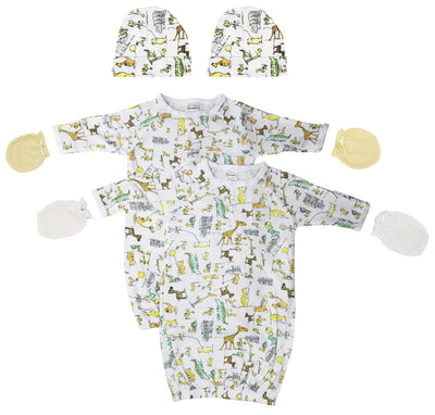 An image displaying Unisex Newborn Baby 6 Piece Gown Set by Bambini