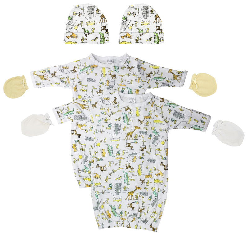 An image displaying Unisex Newborn Baby 6 Piece Gown Set by Bambini