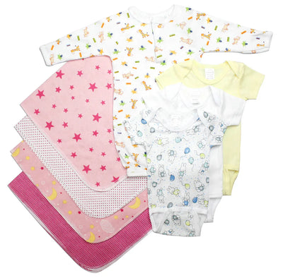 An image displaying Newborn Baby Girls 8 Piece Baby Shower Gift Set by Bambini