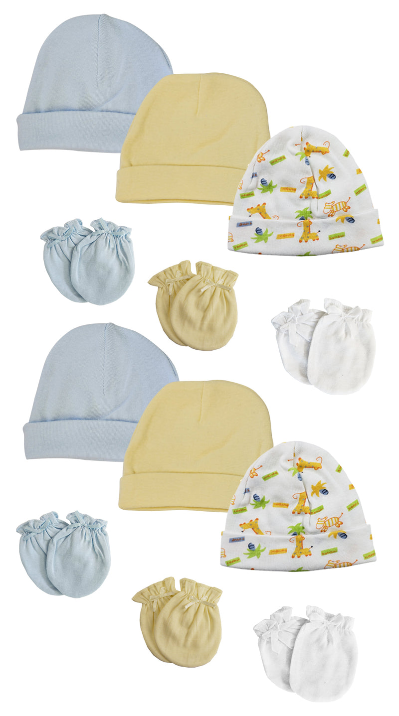 An image displaying Baby Boy Infant Caps And Mittens (pack Of 12) by Bambini