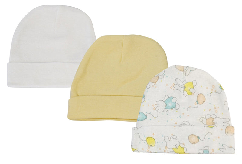 An image displaying Baby Boy, Baby Girl, Unisex Infant Caps (pack Of 3) by Bambini
